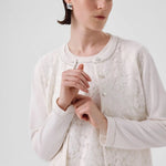 Ekru Dantel Detaylı Düğmeli Kadın Hırka  Mısırlı 1951