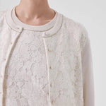 Ekru Dantel Detaylı Düğmeli Kadın Hırka  Mısırlı 1951