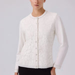 Ekru Dantel Detaylı Düğmeli Kadın Hırka  Mısırlı 1951