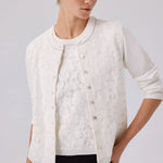 Ekru Dantel Detaylı Düğmeli Kadın Hırka  Mısırlı 1951