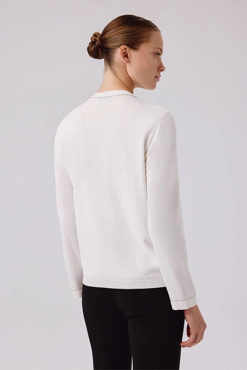 Ekru Dantel Detaylı Düğmeli Kadın Hırka