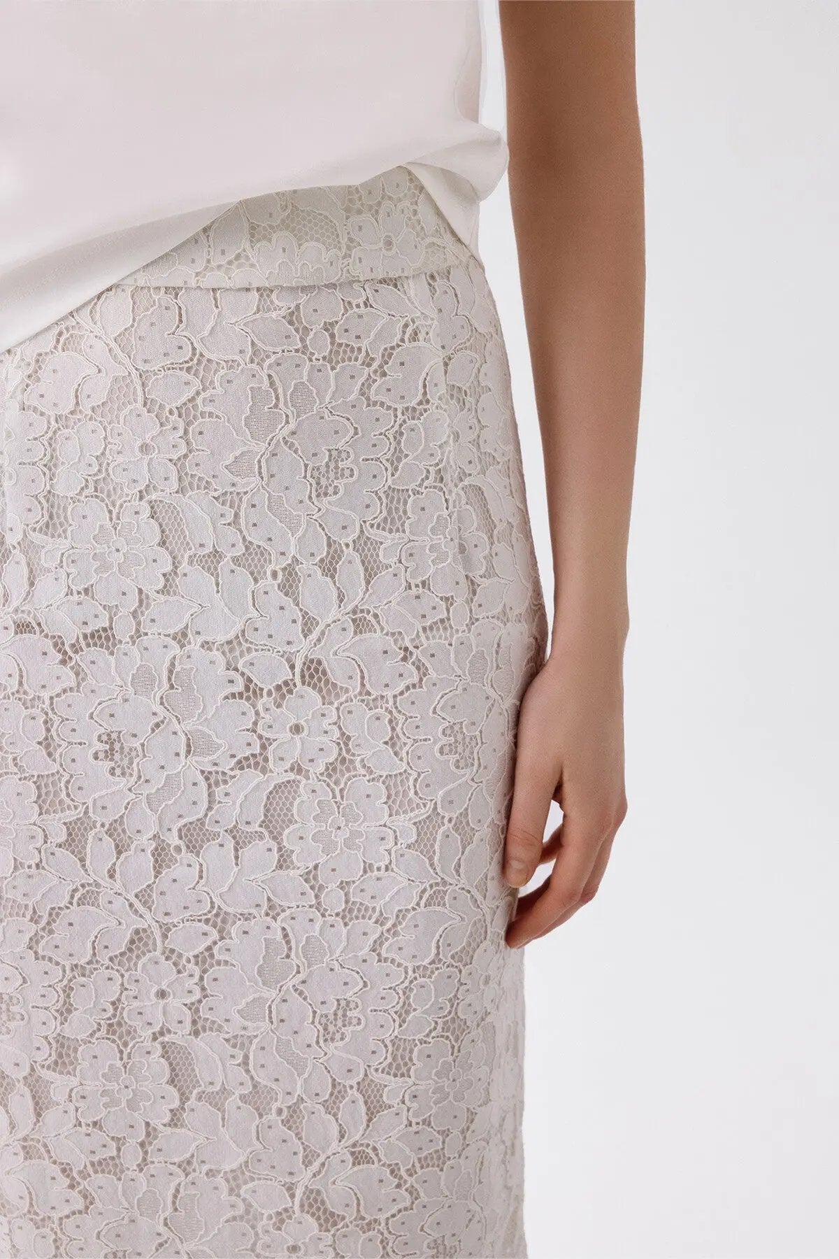 Ekru Dantelli Midi Boy Etek  Mısırlı 1951