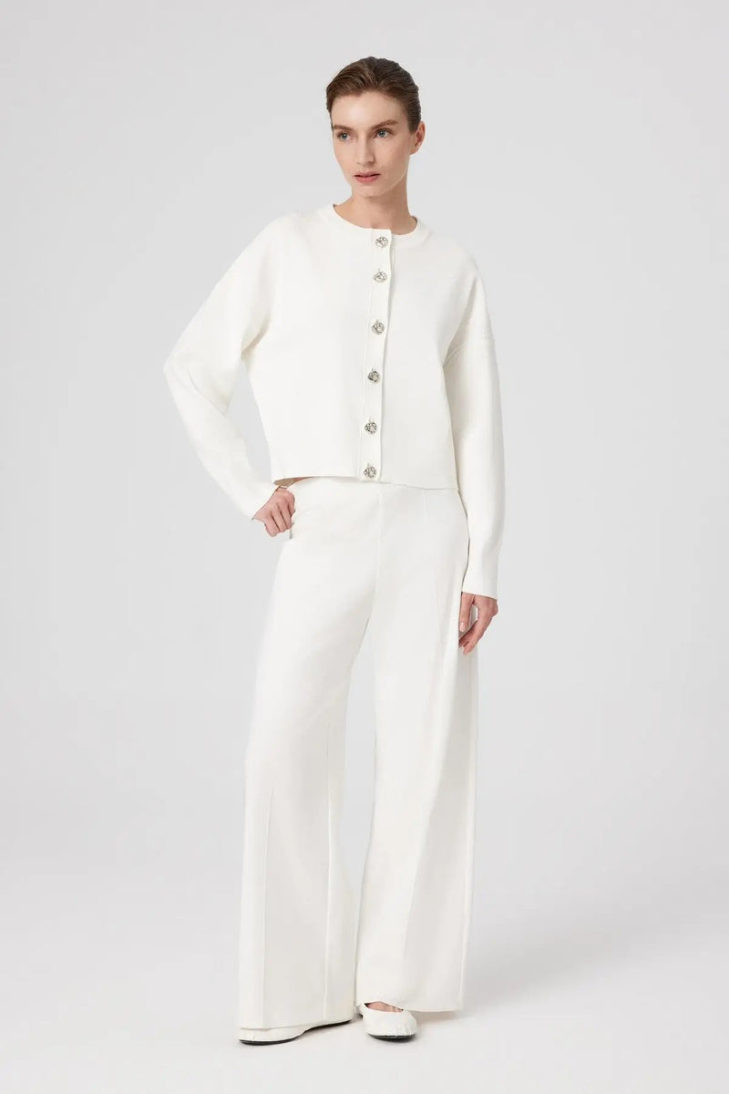 Ekru Düğme Detaylı Kadın Hırka  Mısırlı 1951