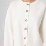 Ekru Düğme Detaylı Kadın Hırka  Mısırlı 1951