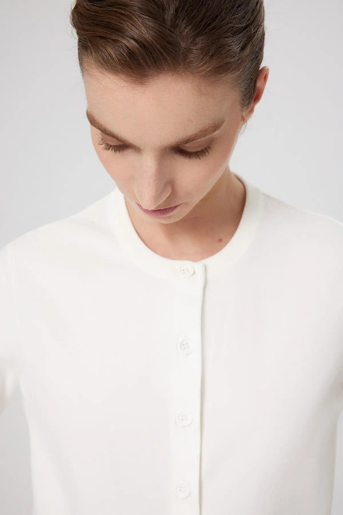 Ekru Düğme Detaylı Kadın Hırka  Mısırlı 1951