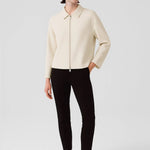 Ekru Gömlek Yaka Fermuarlı Kadın Ceket  Mısırlı 1951