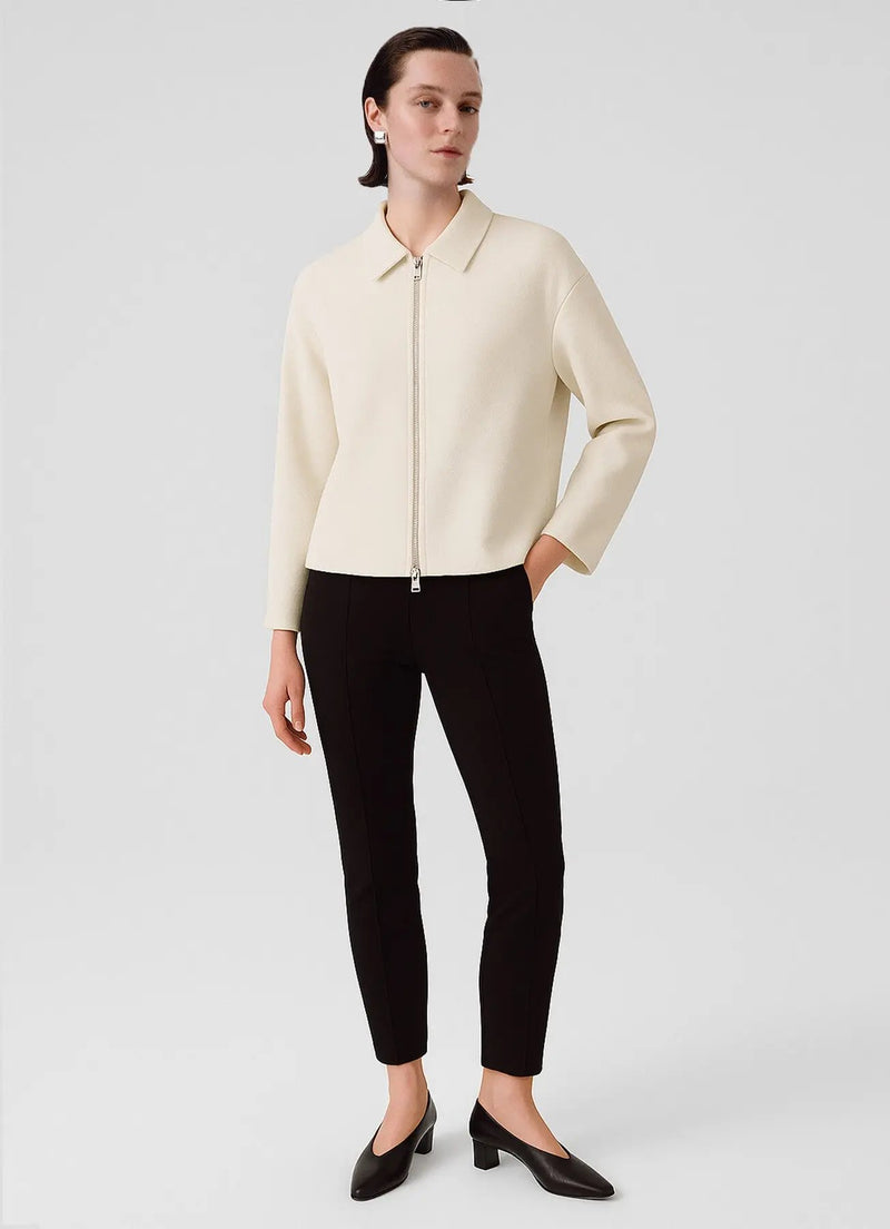 Ekru Gömlek Yaka Fermuarlı Kadın Ceket  Mısırlı 1951