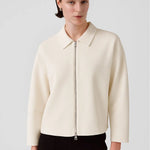 Ekru Gömlek Yaka Fermuarlı Kadın Ceket  Mısırlı 1951