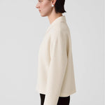 Ekru Gömlek Yaka Fermuarlı Kadın Ceket  Mısırlı 1951