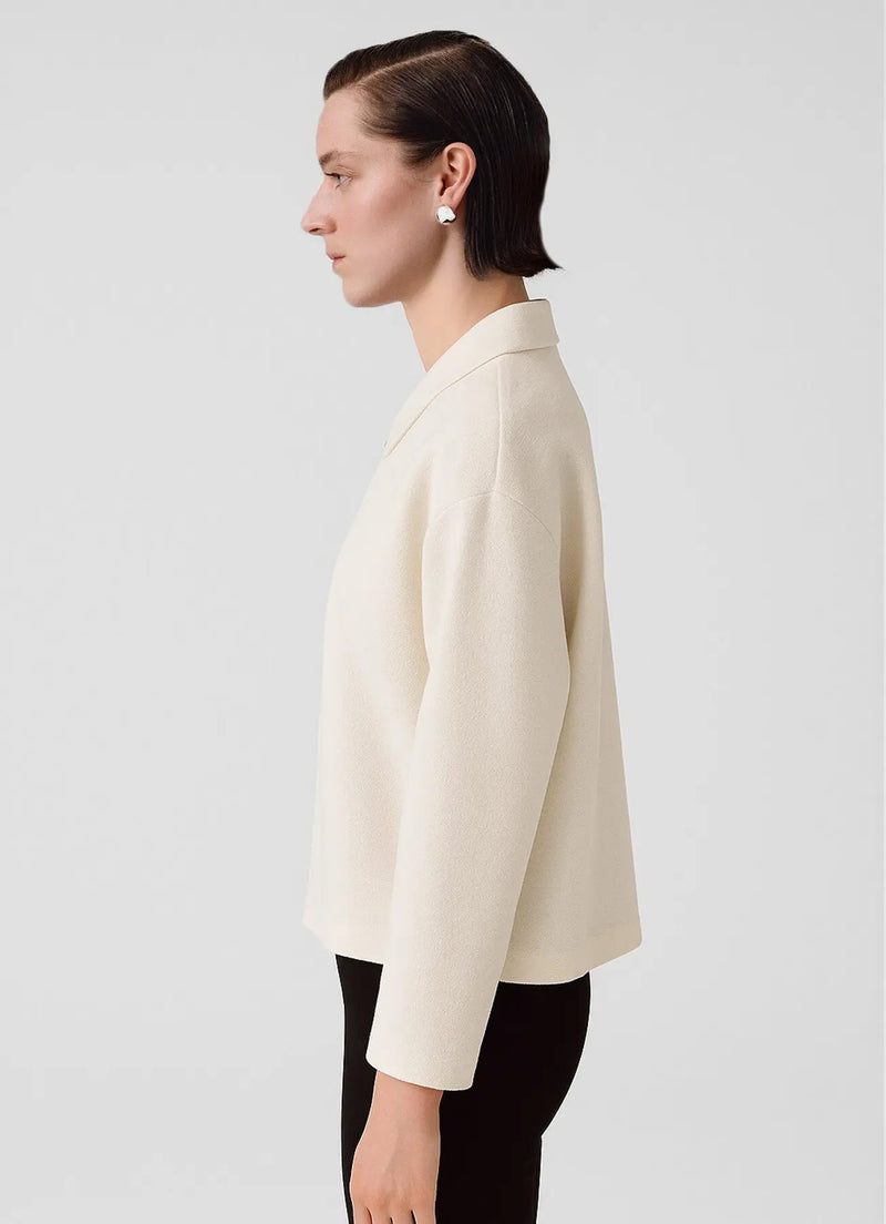 Ekru Gömlek Yaka Fermuarlı Kadın Ceket  Mısırlı 1951