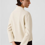 Ekru Gömlek Yaka Fermuarlı Kadın Ceket  Mısırlı 1951