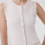 Ekru İnci İşlemeli Eteği Piliseli Uzun Elbise  Mısırlı 1951