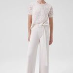 Ekru Kemer Detaylı Bol Paça Kadın Pantolon  Mısırlı 1951