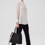 Ekru Önü Dikiş Detaylı Kadın Gömlek  Mısırlı 1951