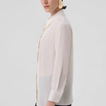 Ekru Önü Dikiş Detaylı Kadın Gömlek  Mısırlı 1951