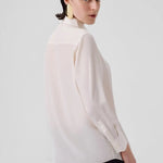 Ekru Önü Dikiş Detaylı Kadın Gömlek  Mısırlı 1951