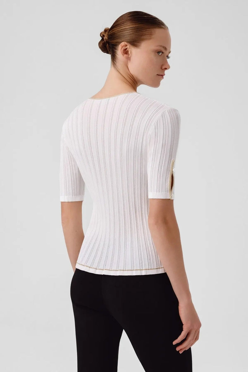 Ekru Pencere Detaylı İncili Kadın Kazak