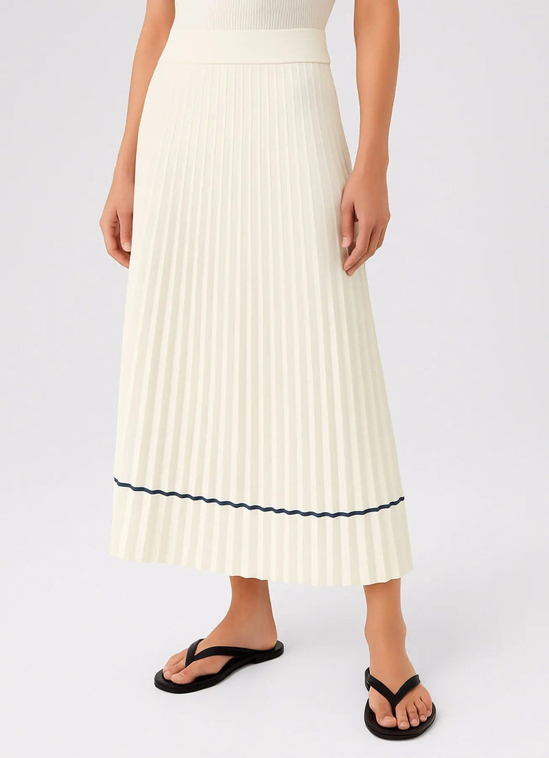 Ekru Piliseli Uzun Etek