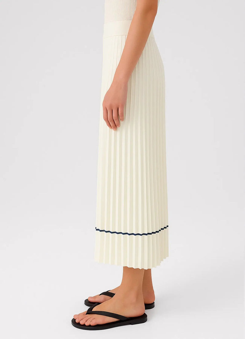 Ekru Piliseli Uzun Etek