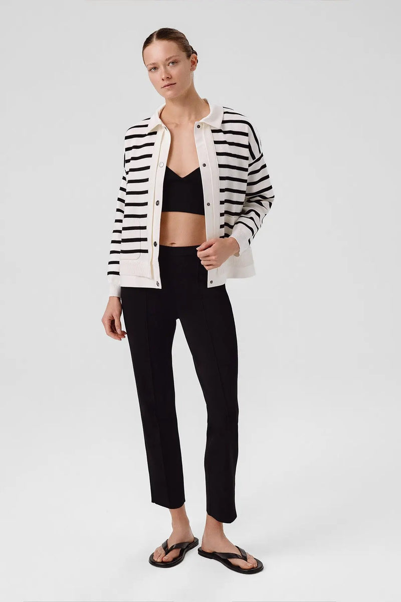 Ekru Siyah Çizgili Kadın Ceket  Mısırlı 1951
