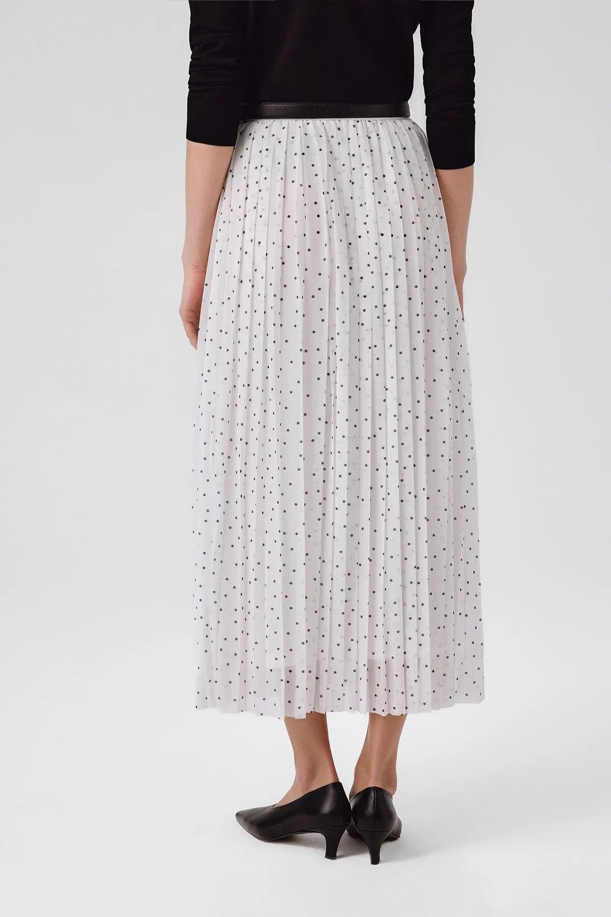 Ekru Siyah Puantiyeli Piliseli Uzun Etek  Mısırlı 1951