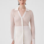 Ekru Transparan Detaylı Fitilli Kadın Hırka  Mısırlı 1951