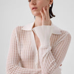 Ekru Transparan Detaylı Fitilli Kadın Hırka  Mısırlı 1951