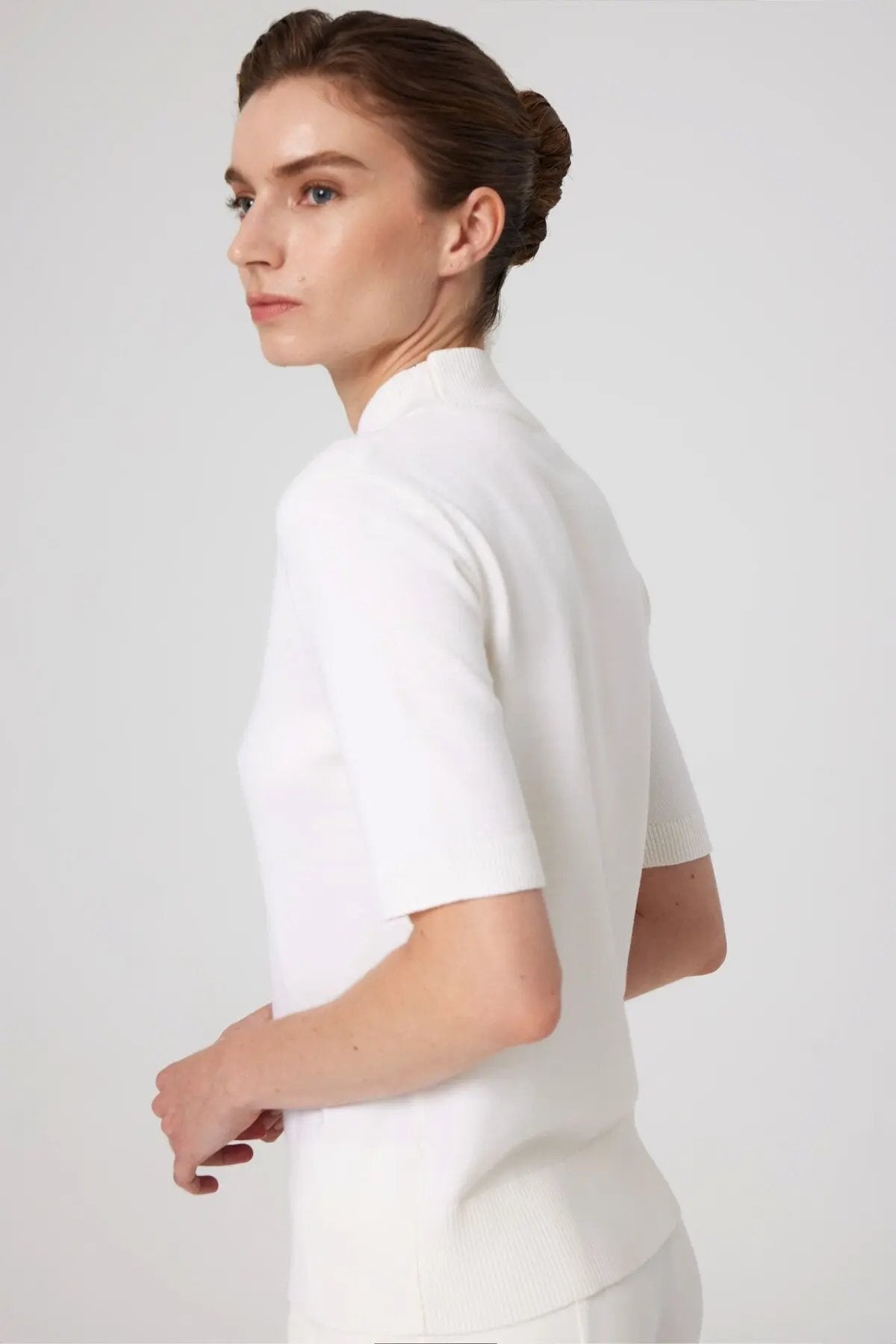 Ekru Yarım Balıkçı Yaka Kadın Kazak  Mısırlı 1951