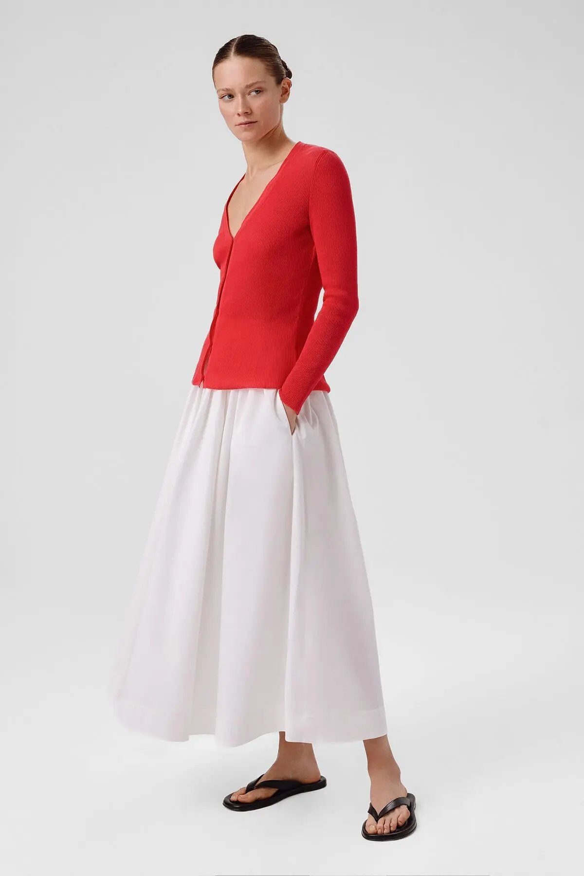 Fuşya V Yaka Fitilli İnce Kadın Hırka  Mısırlı 1951