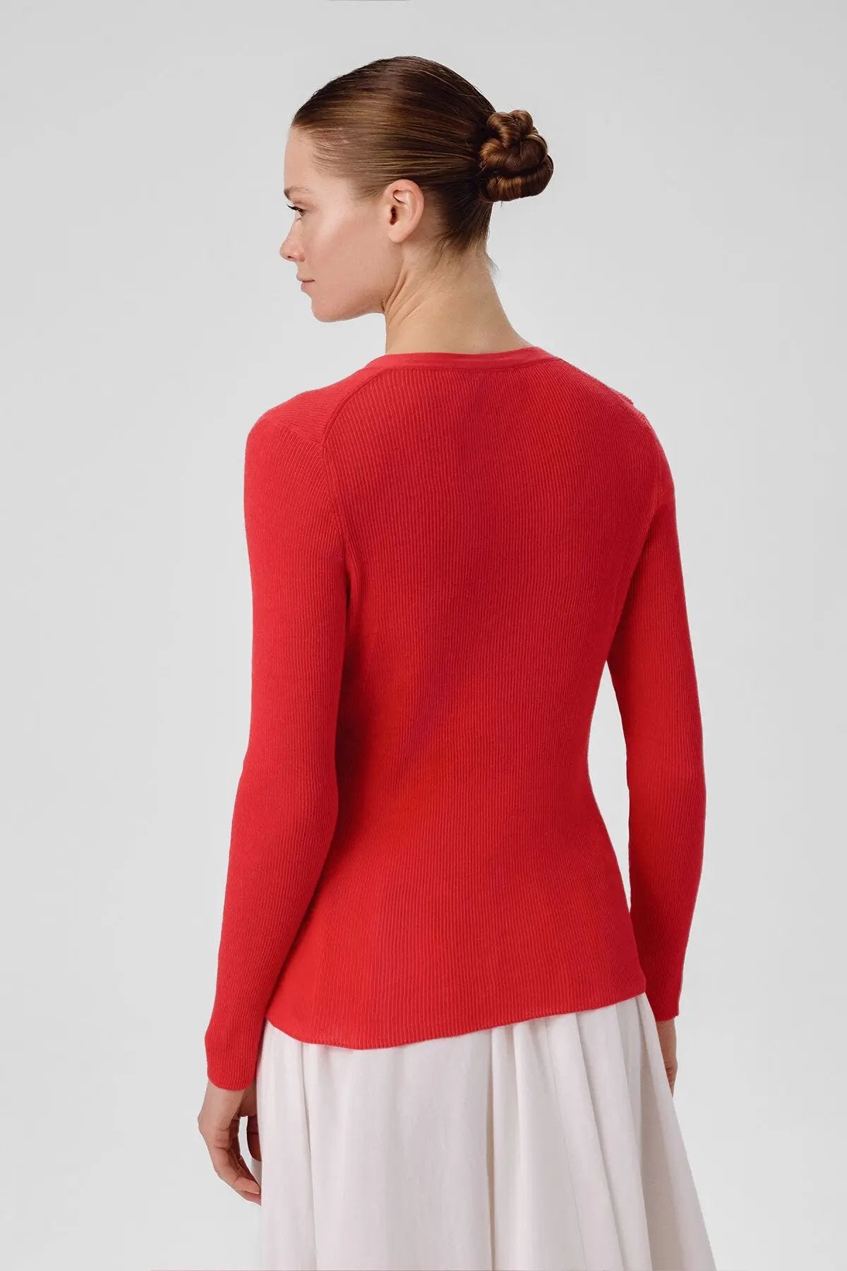 Fuşya V Yaka Fitilli İnce Kadın Hırka  Mısırlı 1951