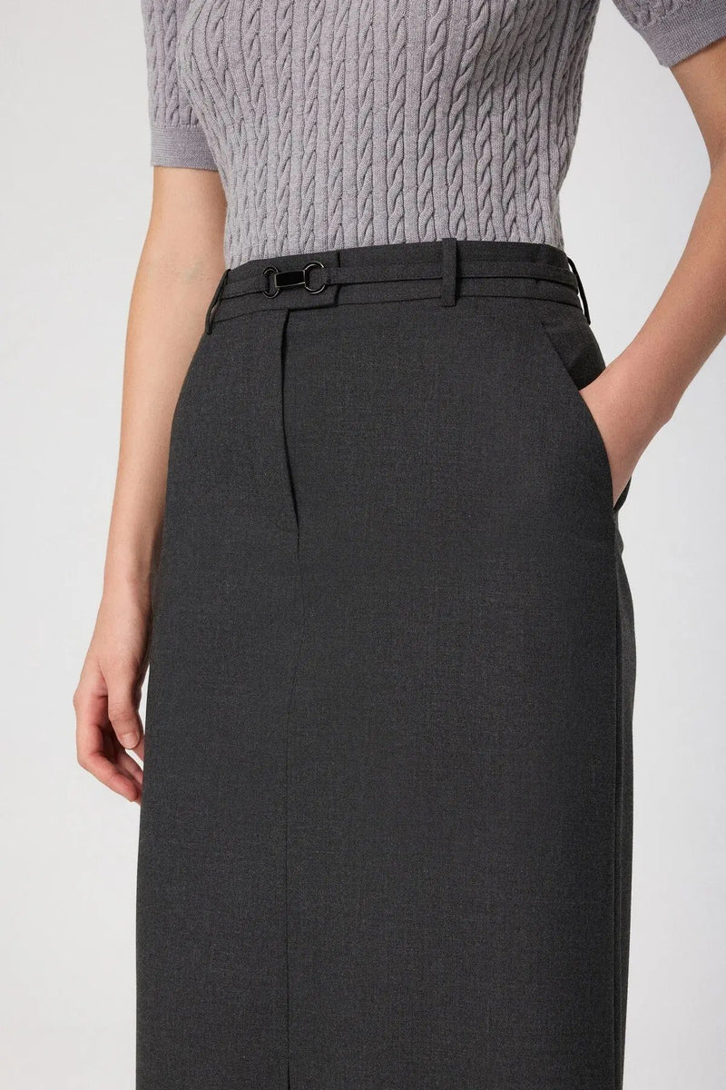 Gri Önü Yırtmaçlı Uzun Etek  Mısırlı 1951