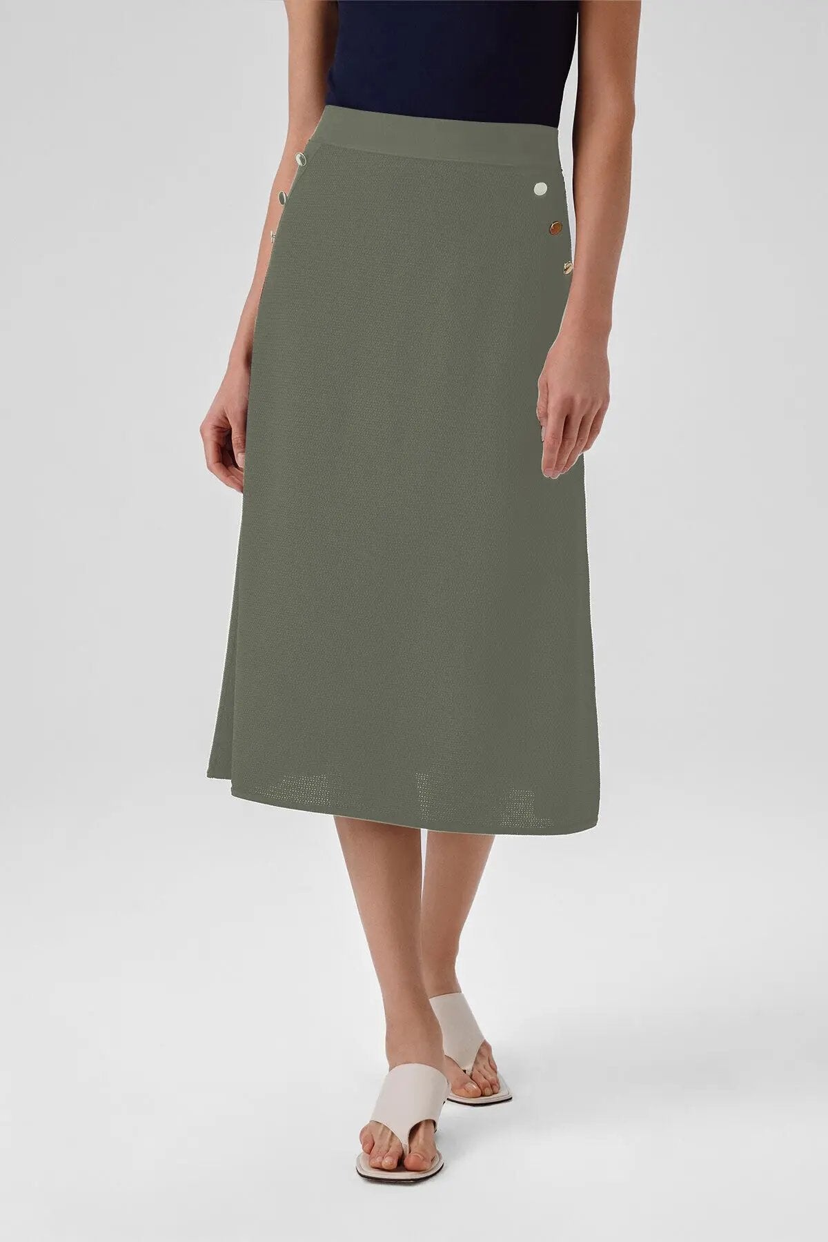 Gri Yeşil Fileli Midi Boy Etek  Mısırlı 1951