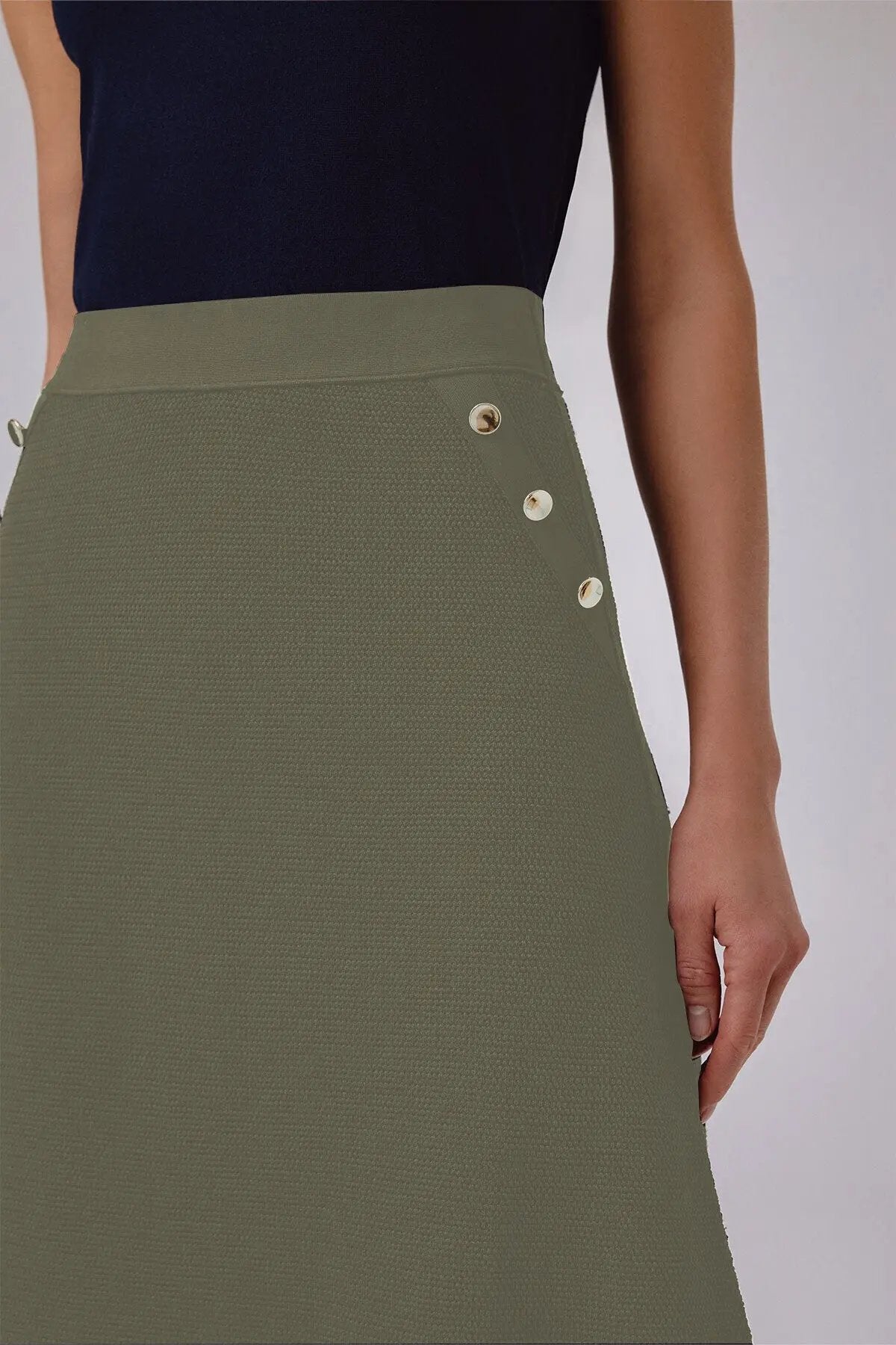 Gri Yeşil Fileli Midi Boy Etek  Mısırlı 1951