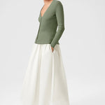 Gri Yeşil V Yaka Fitilli İnce Kadın Hırka  Mısırlı 1951