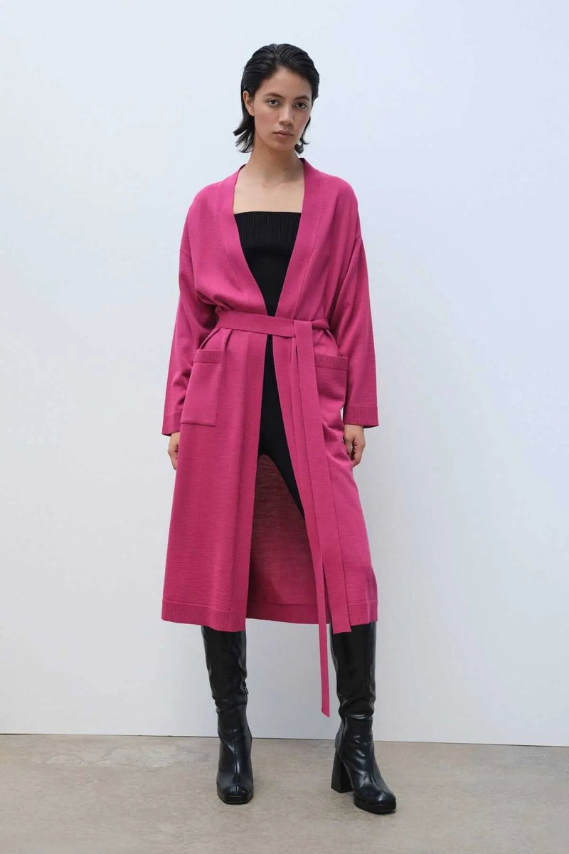 Gül Kurusu Belden Bağlamalı Uzun Kadın Hırka  Mısırlı 1951