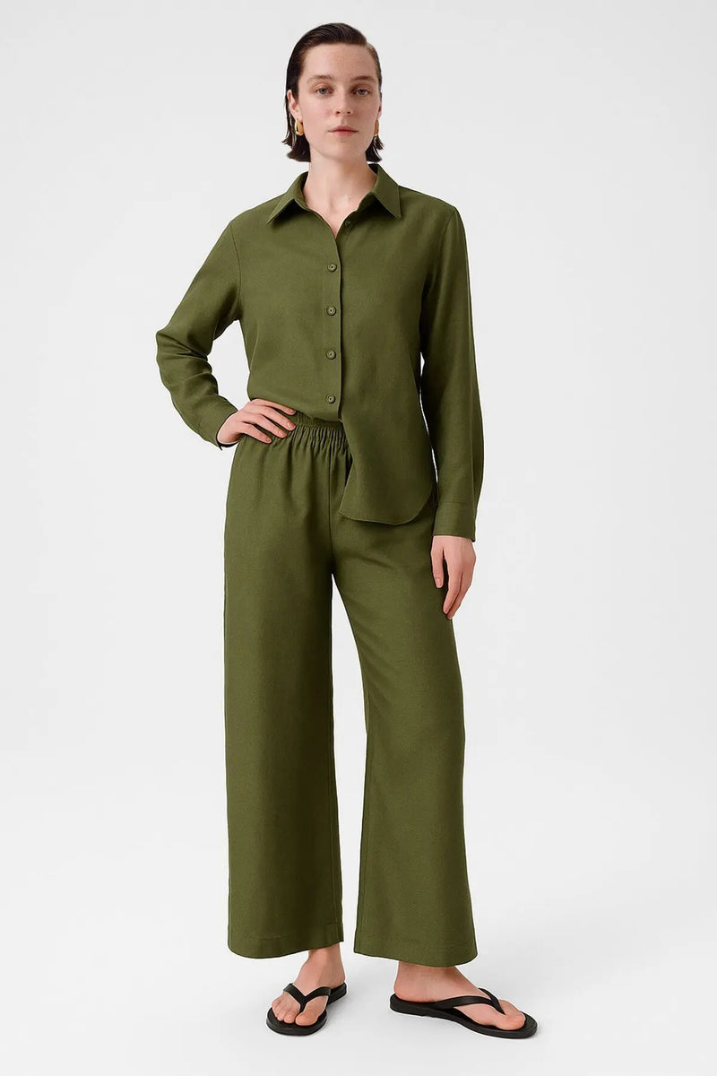 Haki Paçası Yırtmaçlı Kadın Pantolon  Mısırlı 1951