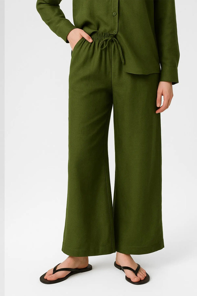 Haki Paçası Yırtmaçlı Kadın Pantolon  Mısırlı 1951