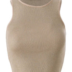 Halter Yaka Bej Triko Crop Top  Mısırlı 1951