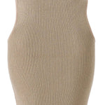 Halter Yaka Bej Triko Crop Top  Mısırlı 1951