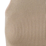 Halter Yaka Bej Triko Crop Top  Mısırlı 1951