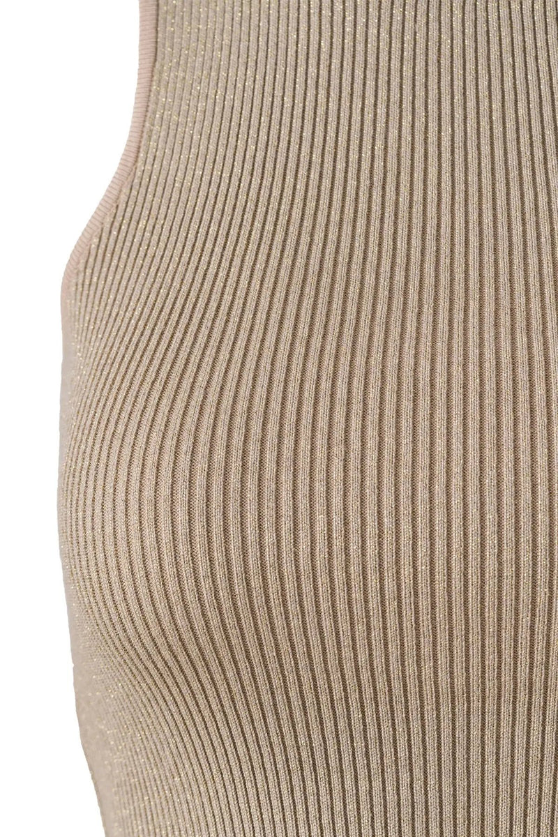 Halter Yaka Bej Triko Crop Top  Mısırlı 1951