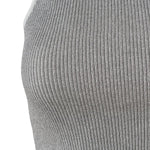 Halter Yaka Gri Triko Crop Top  Mısırlı 1951