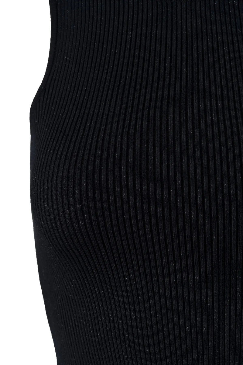 Halter Yaka Siyah Triko Crop Top