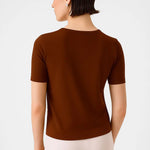 Kahverengi Bisiklet Yaka Kısa Kollu Kadın Kazak  Mısırlı 1951