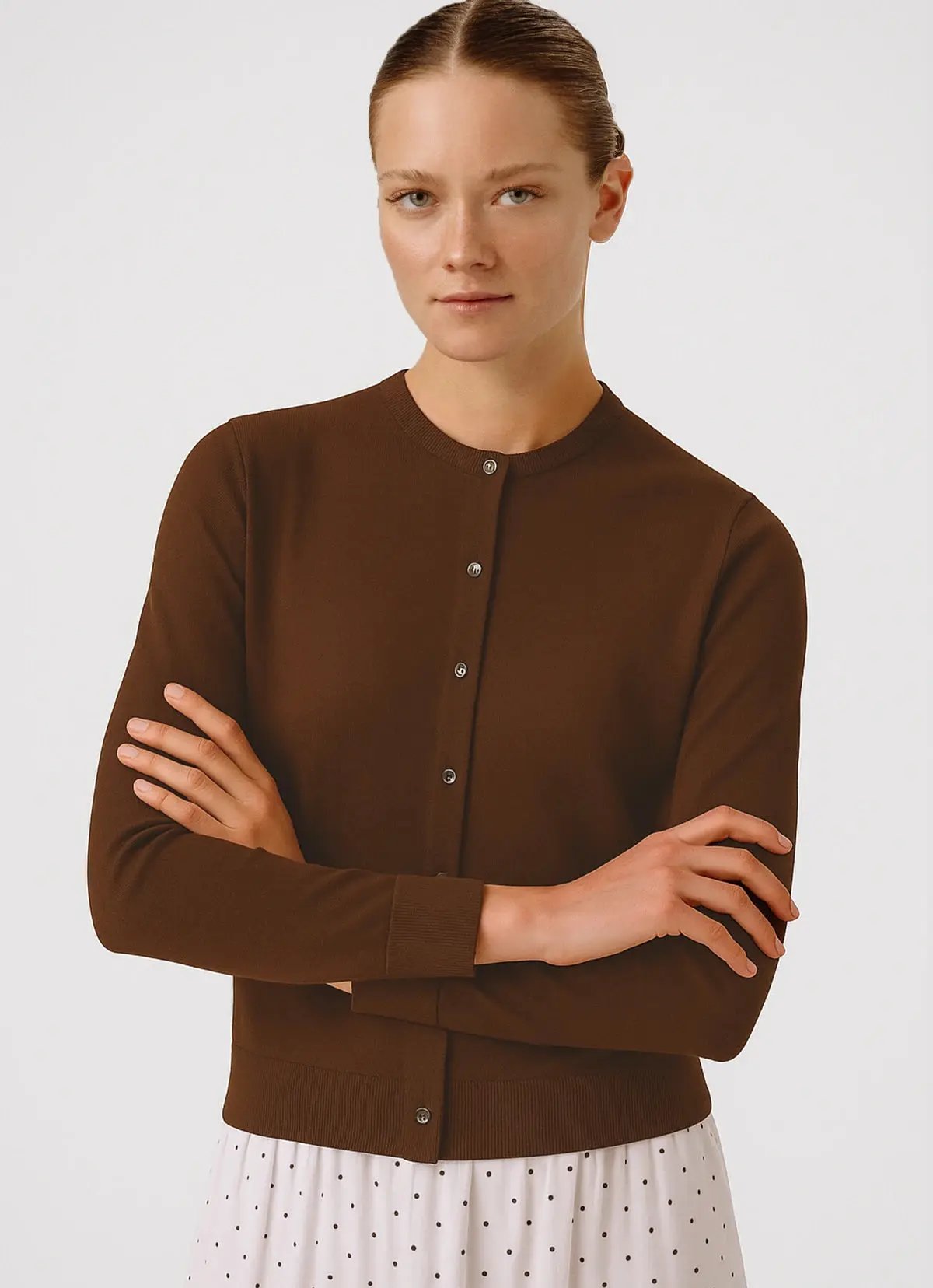 Kahverengi Düğmeli Kadın Hırka  Mısırlı 1951