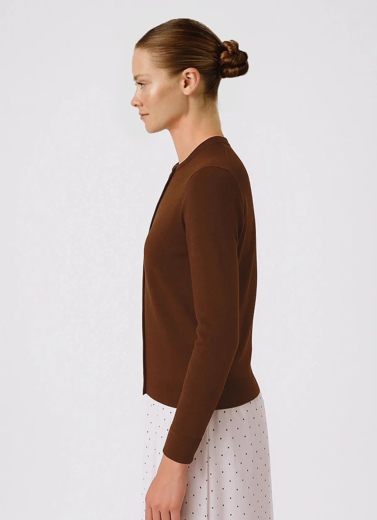 Kahverengi Düğmeli Kadın Hırka  Mısırlı 1951