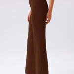 Kahverengi Nervürlü İspanyol Paça Kadın Pantolon  Mısırlı 1951