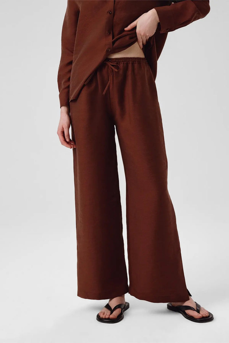 Kahverengi Paçası Yırtmaçlı Kadın Pantolon  Mısırlı 1951