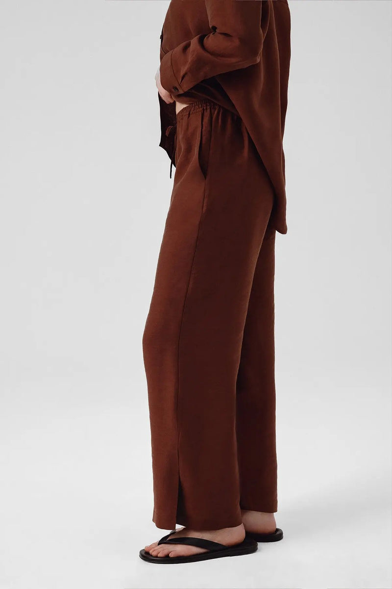 Kahverengi Paçası Yırtmaçlı Kadın Pantolon  Mısırlı 1951