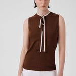 Kahverengi Yakası Bağlamalı Kolsuz Bluz  Mısırlı 1951